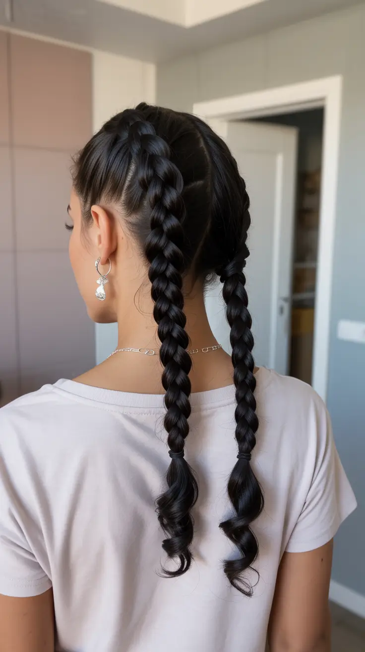 Cute hairstyle inspiration 2026 Structured Double Braids With Defined Ends