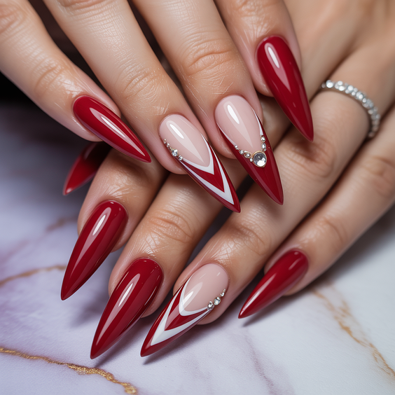 cute nail designs 2026 red graphic french