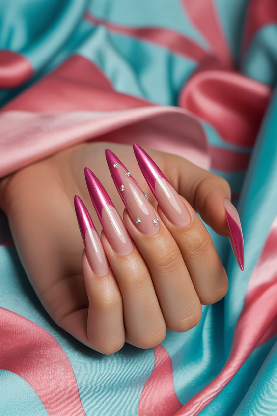 cute pink nails 2026 Hot Pink Almond Nails That Feel Like Summer Energy