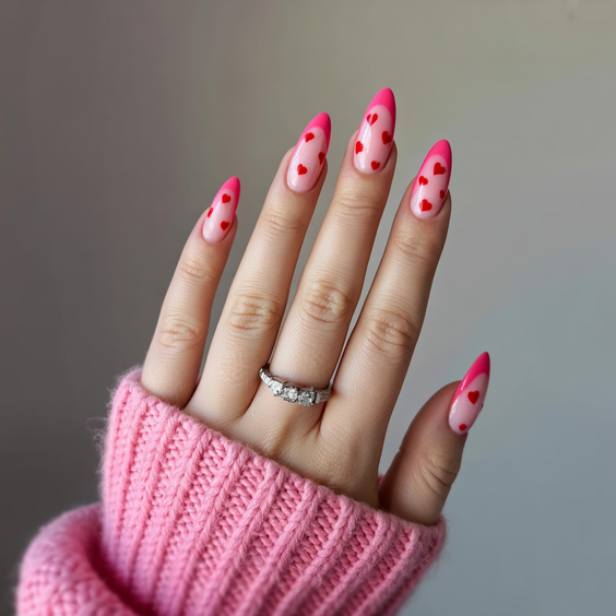 cute pink nails 2026 Minimal Pink Nails With Scattered Heart Accents