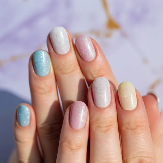 cute short nails 2026 milky pastel manicure