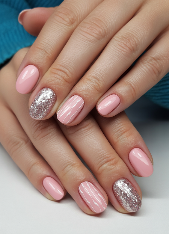cute short nails 2026 pink textured design