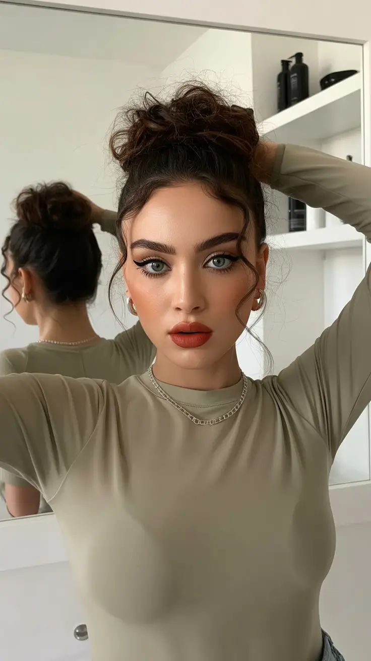 Elegant bun hairstyles 2026 voluminous messy bun