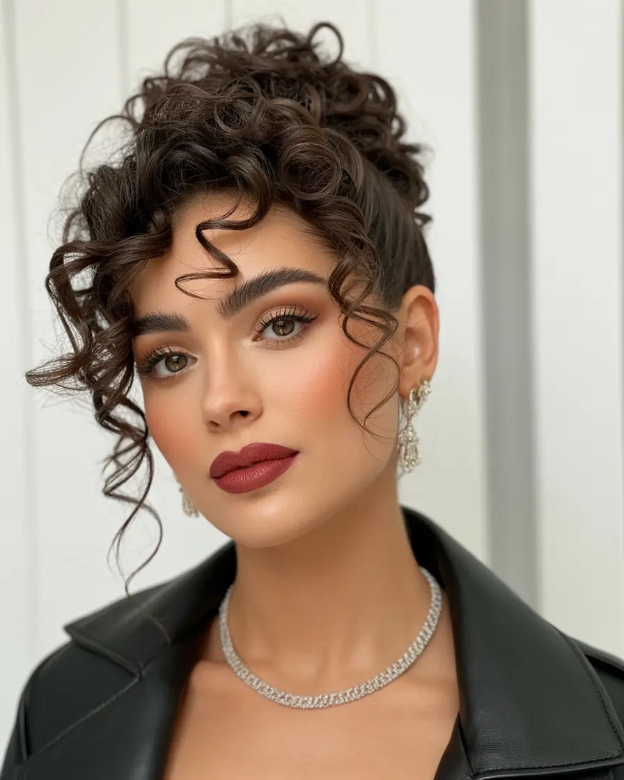 Elegant bun hairstyles 2026 curly high bun