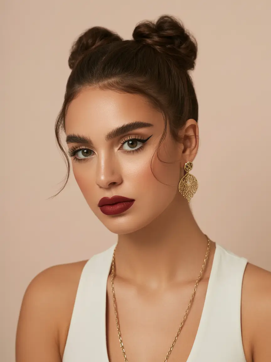 Elegant bun hairstyles 2026 structured twin buns