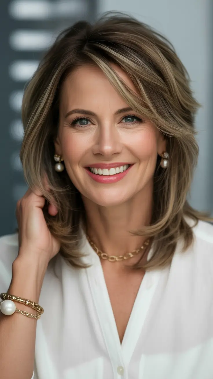 Haircut ideas for women over 40 2026 Polished Shoulder Length Layers With Light Texture