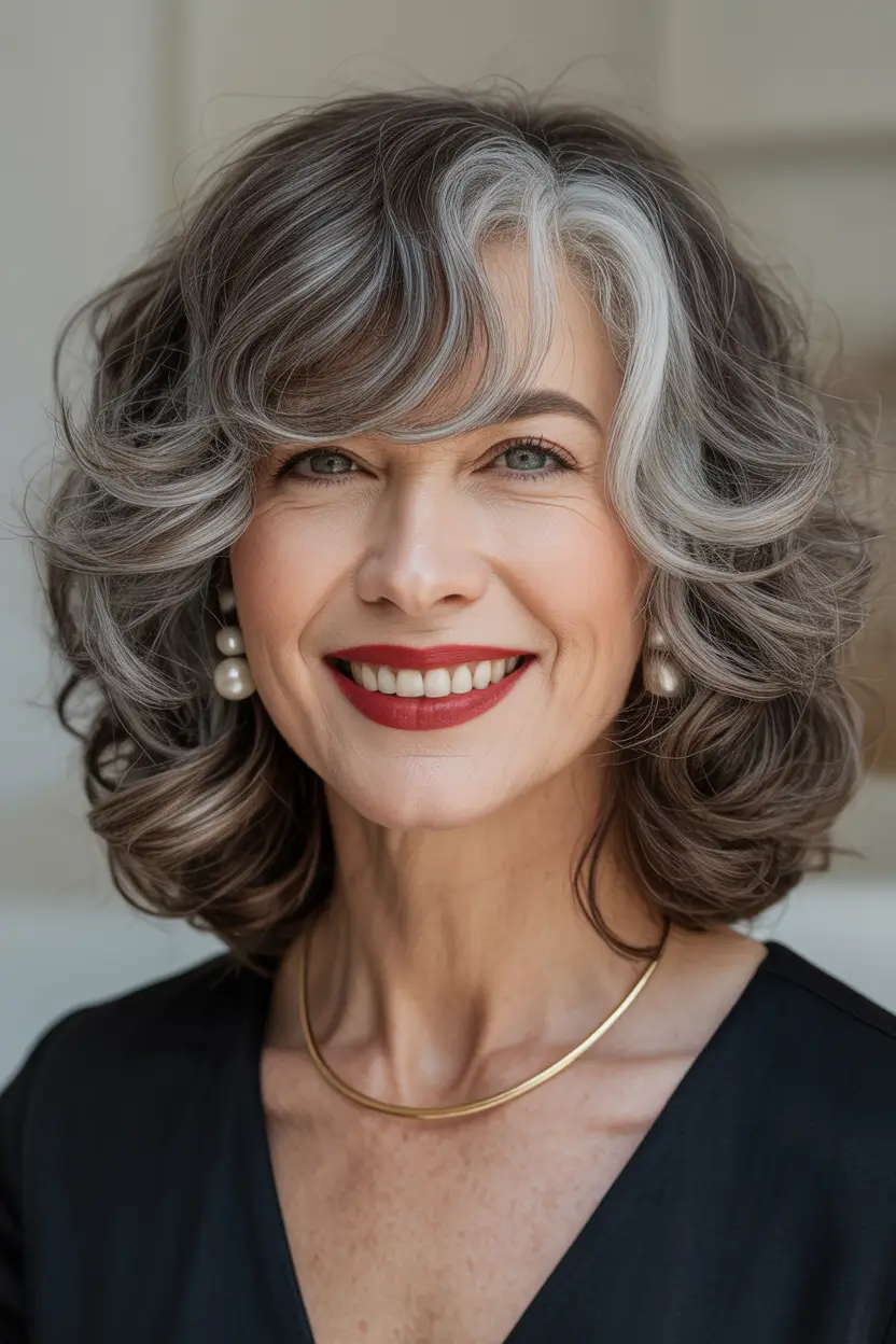 Haircut ideas for women over 50 2026 Soft layered curls with graceful movement