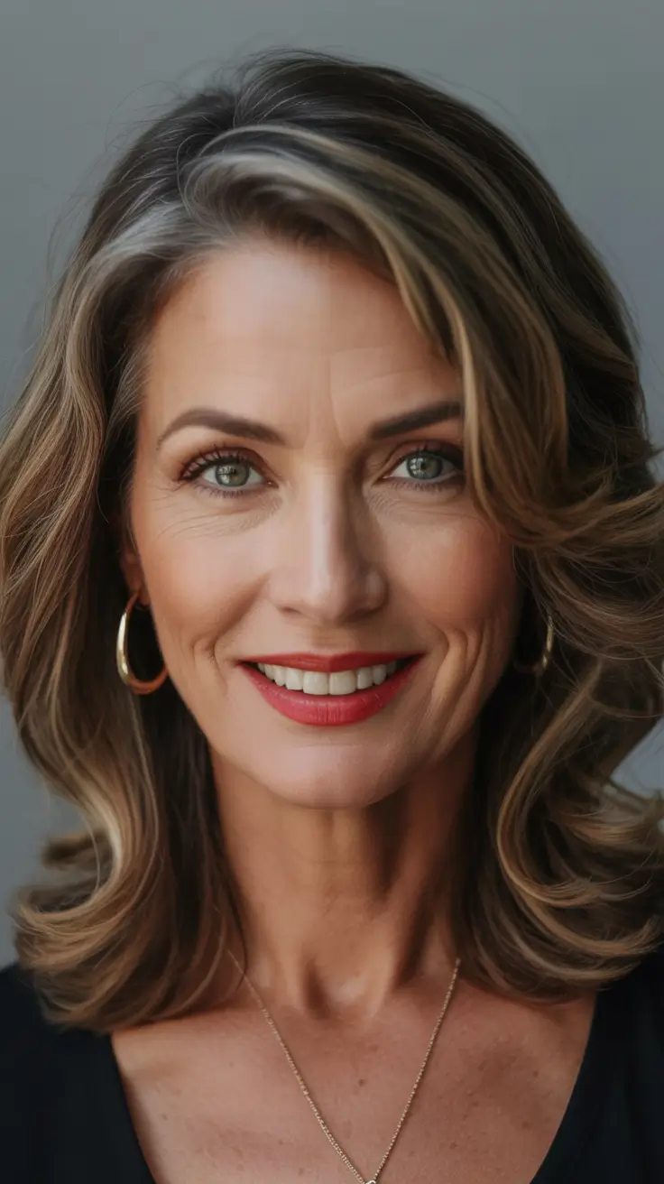 Haircut ideas for women over 50 2026 Dimensional brunette layers with soft radiance