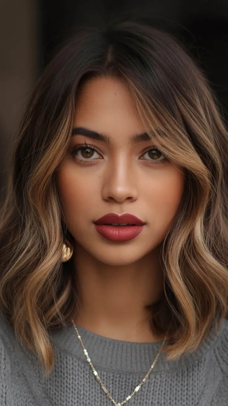 Haircut inspiration 2026 Medium Length Rooty Blonde Waves With Subtle Dimension