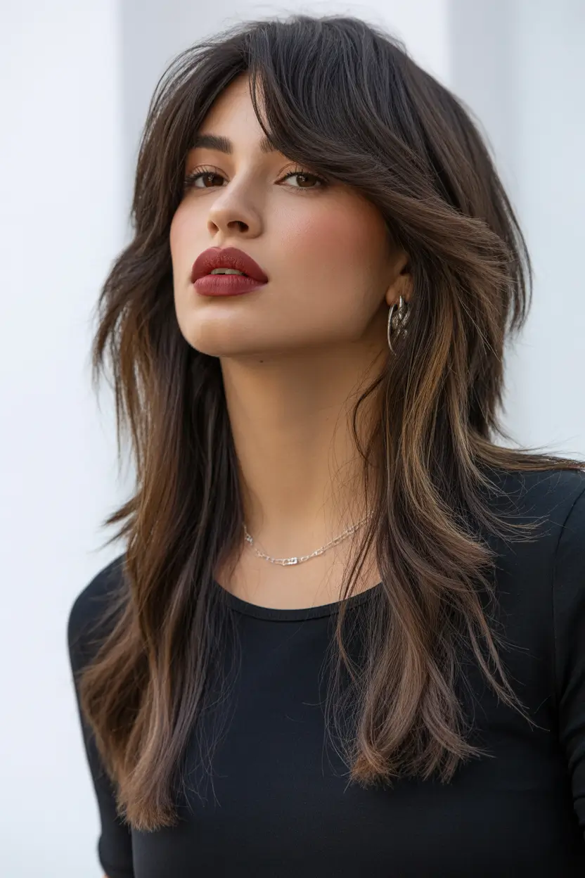 Latest Hairstyles inspiration 2026 Layered Brunette With Soft Face Framing