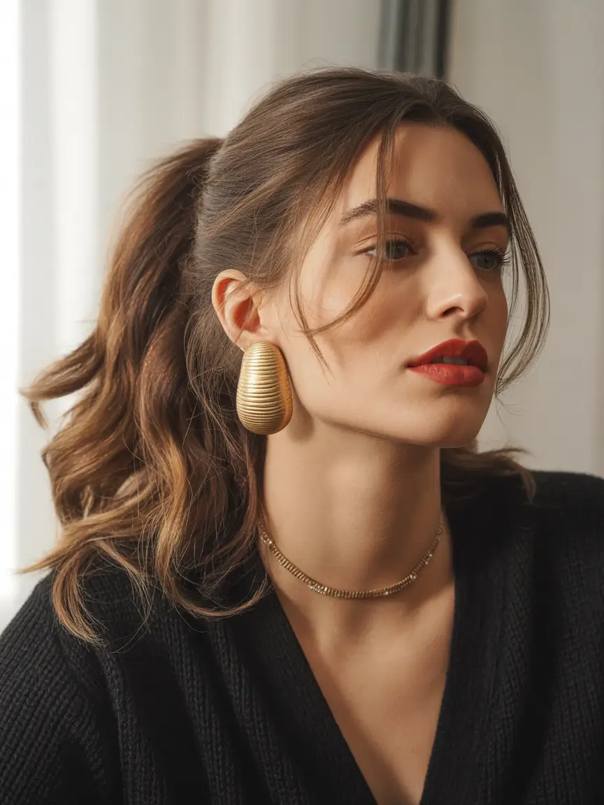 Latest Hairstyles inspiration 2026 Soft Mid Length Ponytail With Gentle Face Framing