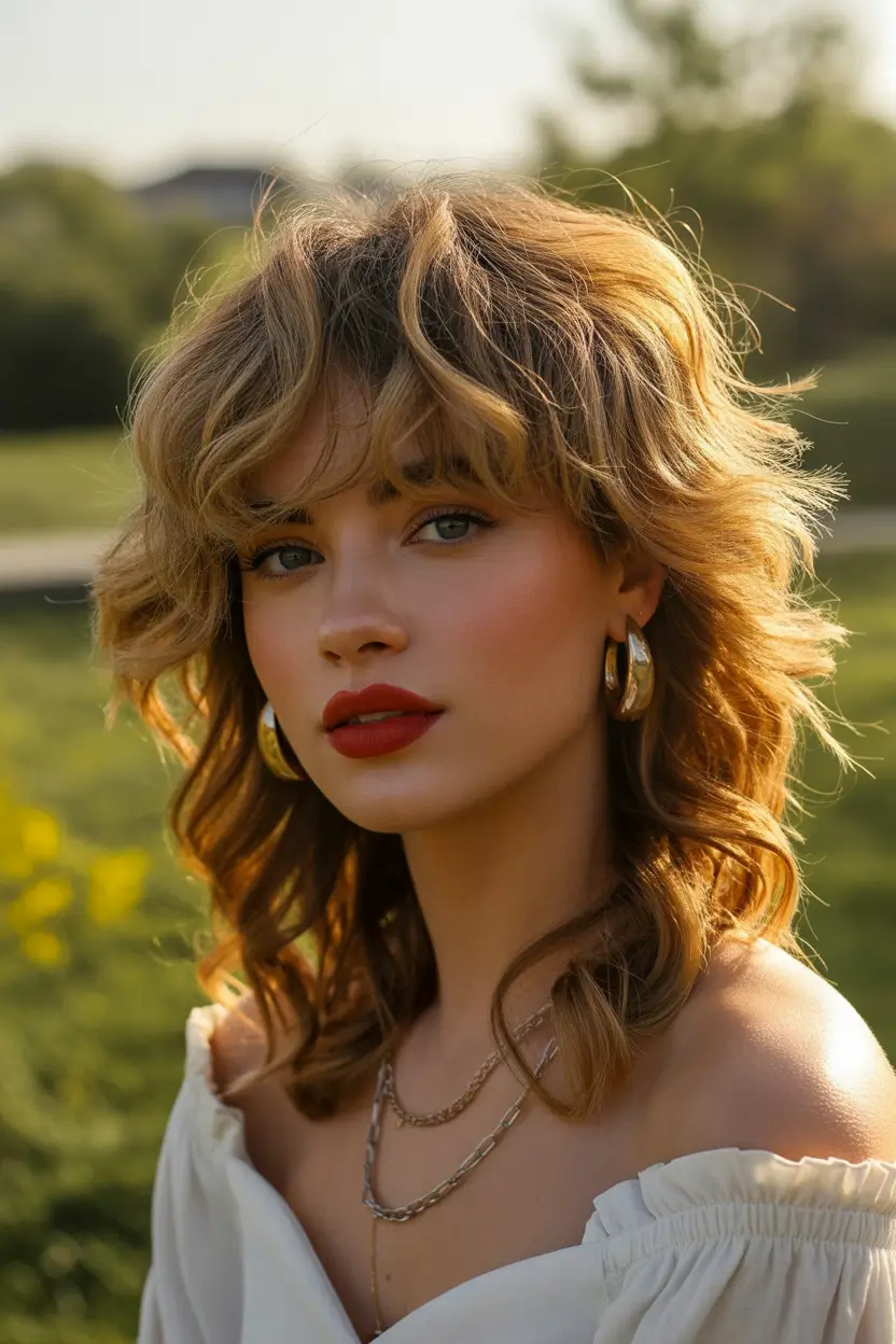 shag haircut Honeylit wavy shag with soft movement