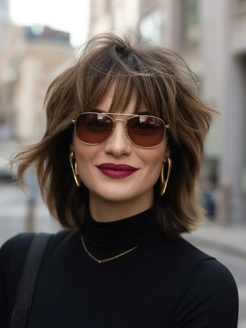 shag haircut Streetlit shag with windswept fringe