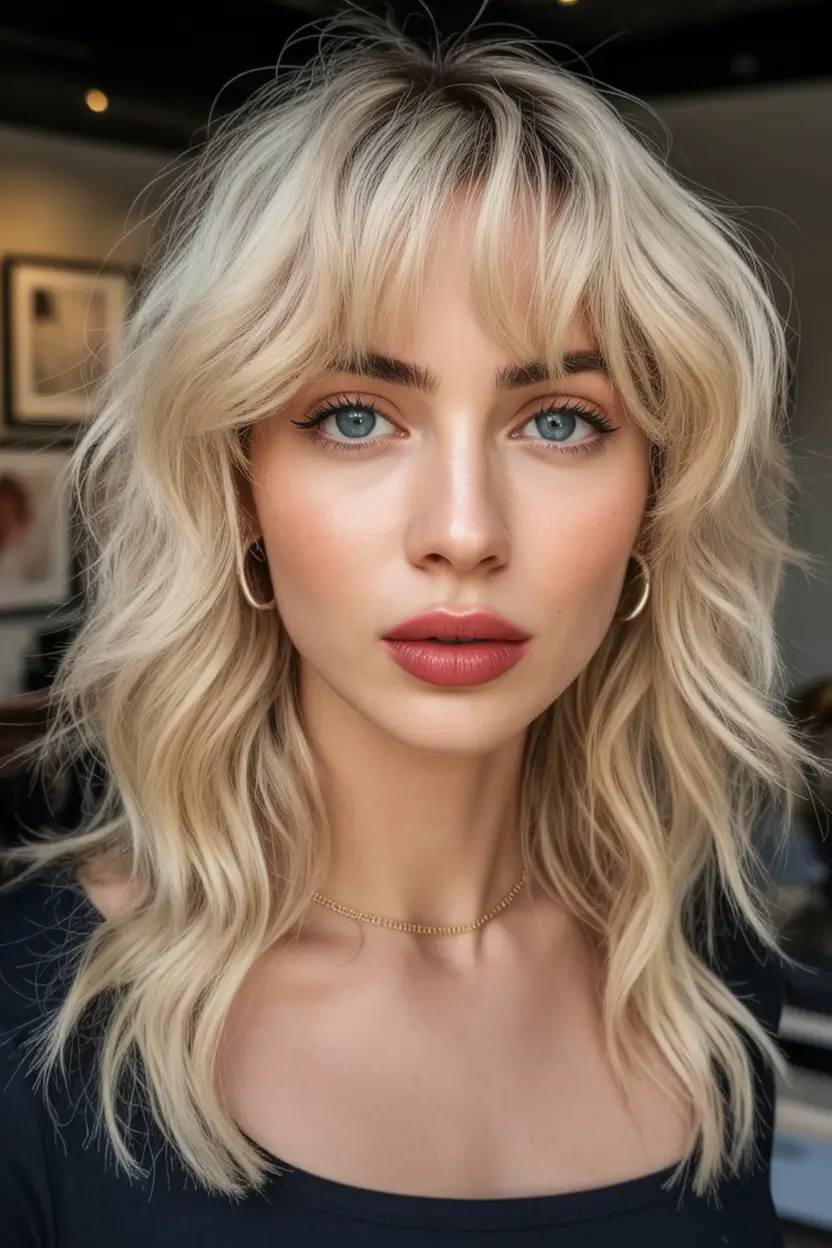 shag haircut Soft blonde shag with airy waves