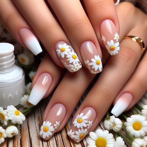 nails design trends 2026 pink white floral french