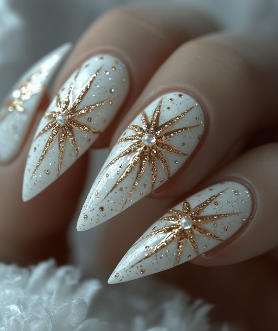 nails design trends 2026 white gold almond