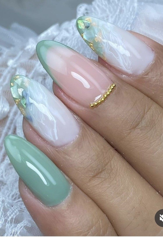 nails design trends 2026 sage green almond natural