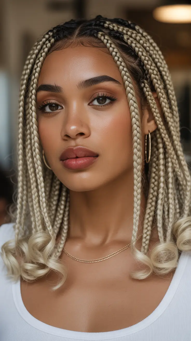 braids hairstyle Soft Boho Knotless With Warm Spring Glow