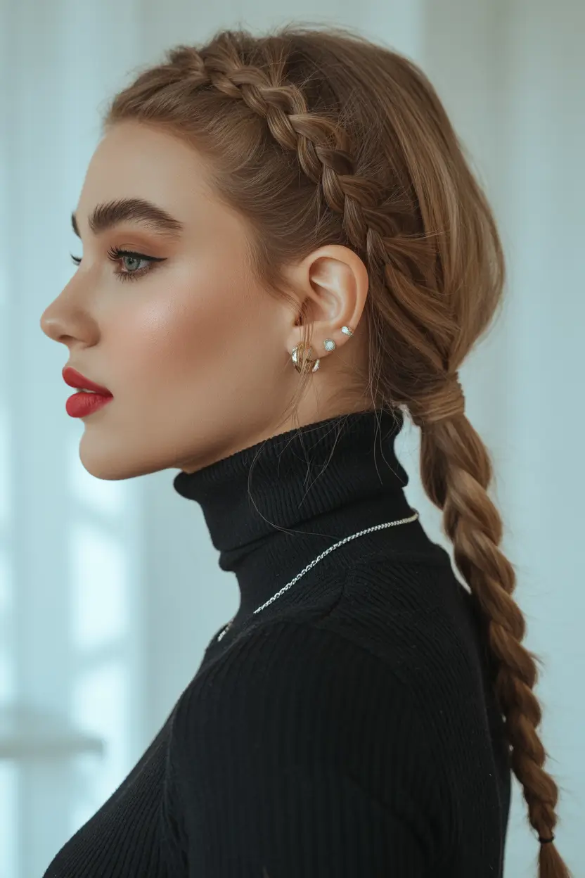 braids hairstyle Braided Side Sweep With Clean Profile