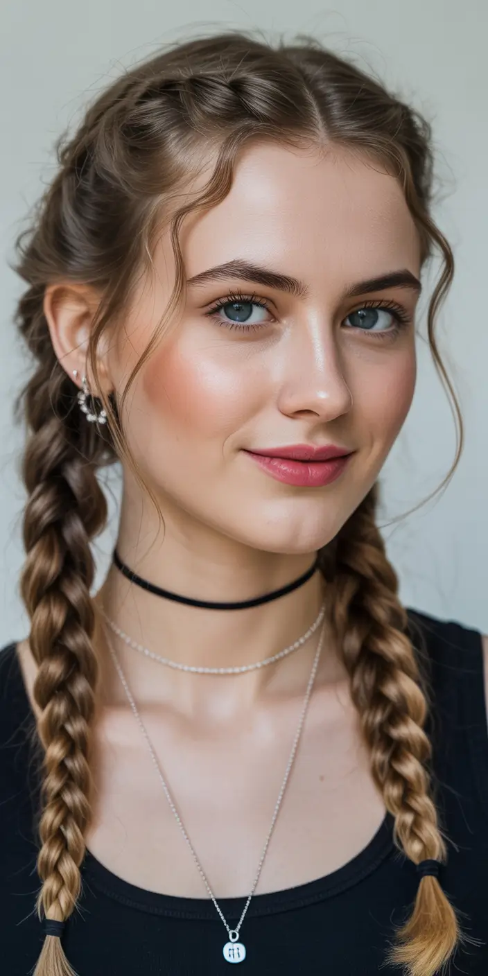braids hairstyle Playful Twin Braids With Soft Waves