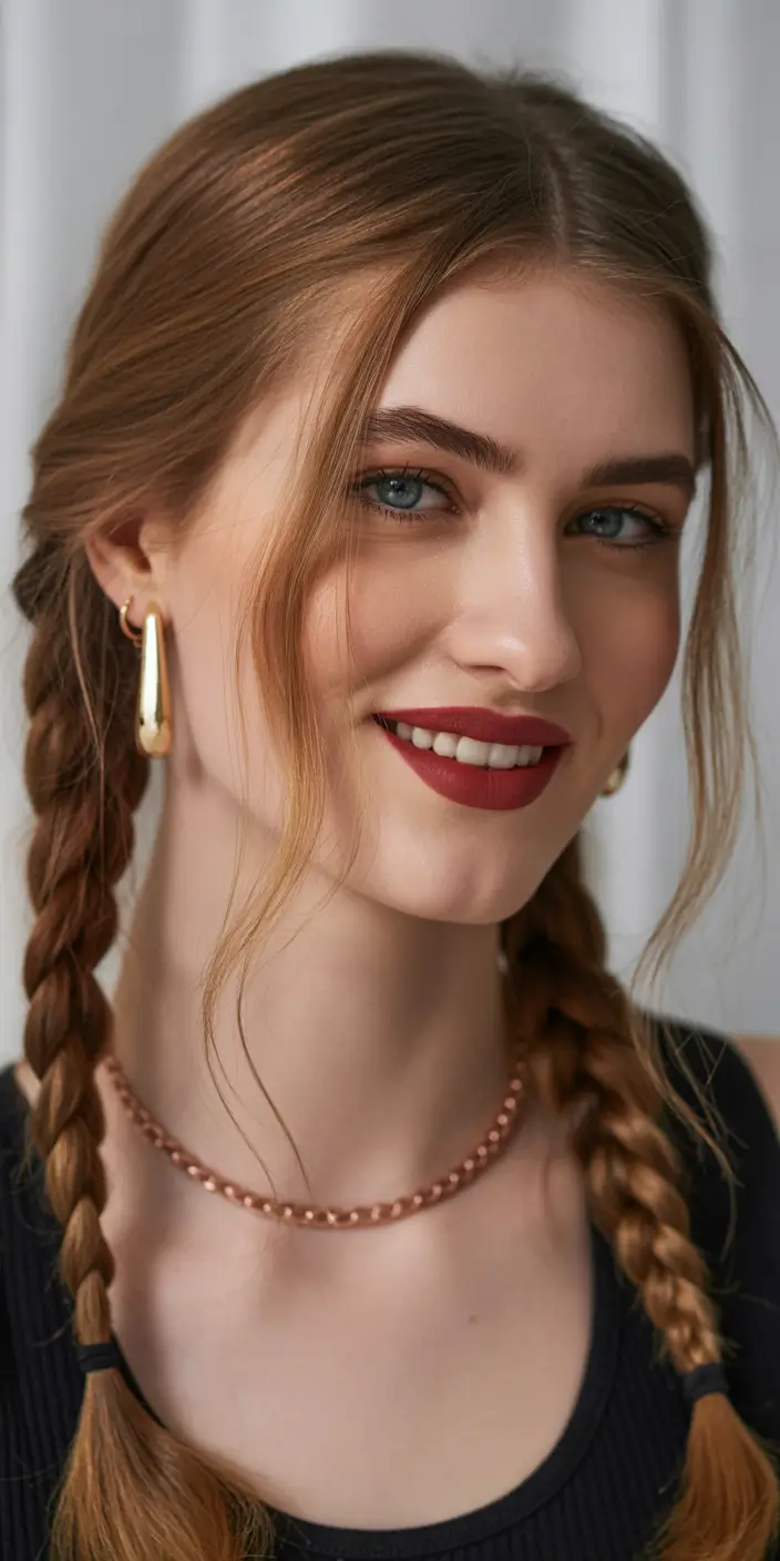 braids hairstyle Soft Two Braids With Romantic Face Framing