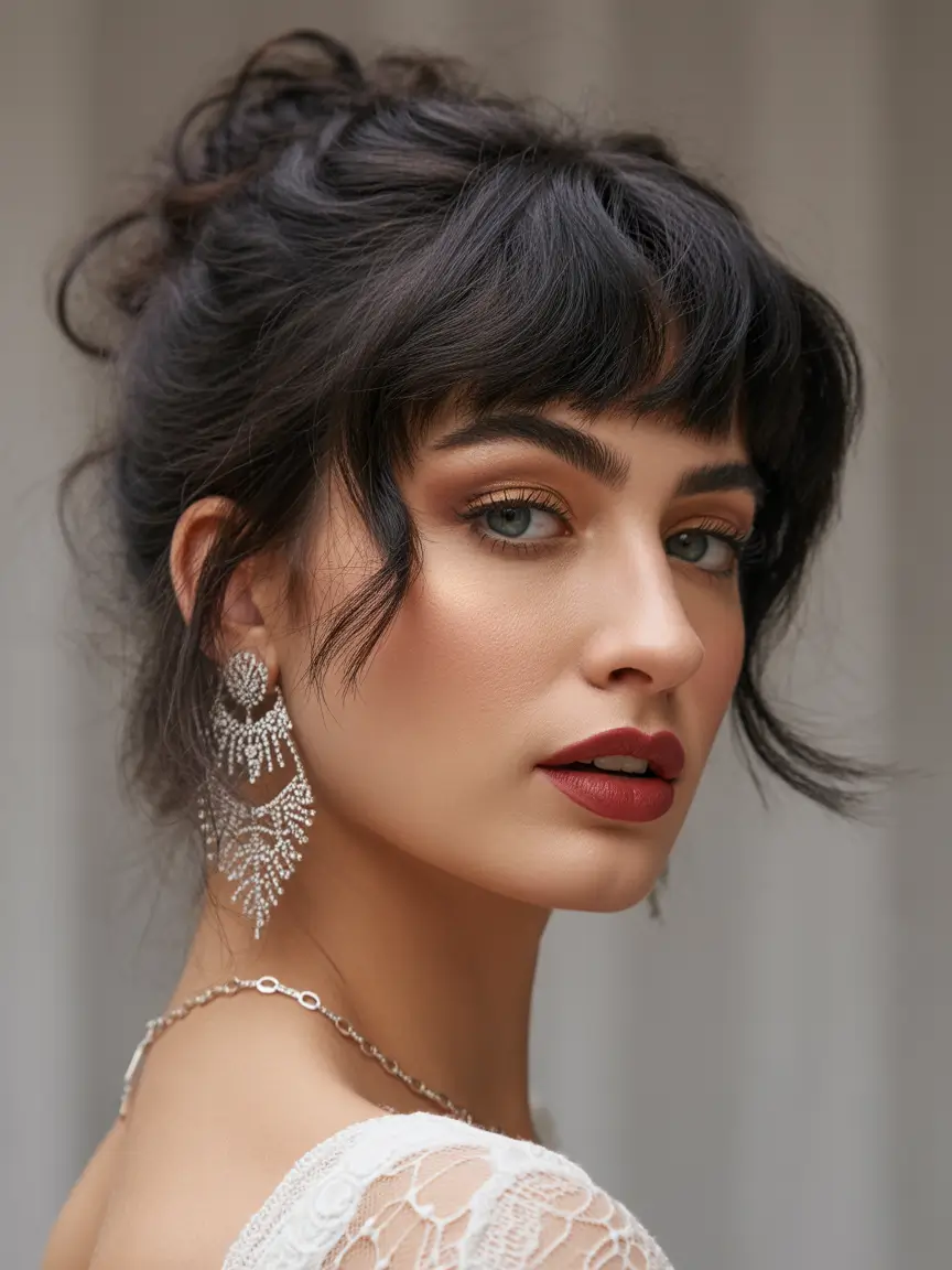 New short hairstyles for women 2026 Textured Updo Pixie With Wispy Edge Fringe