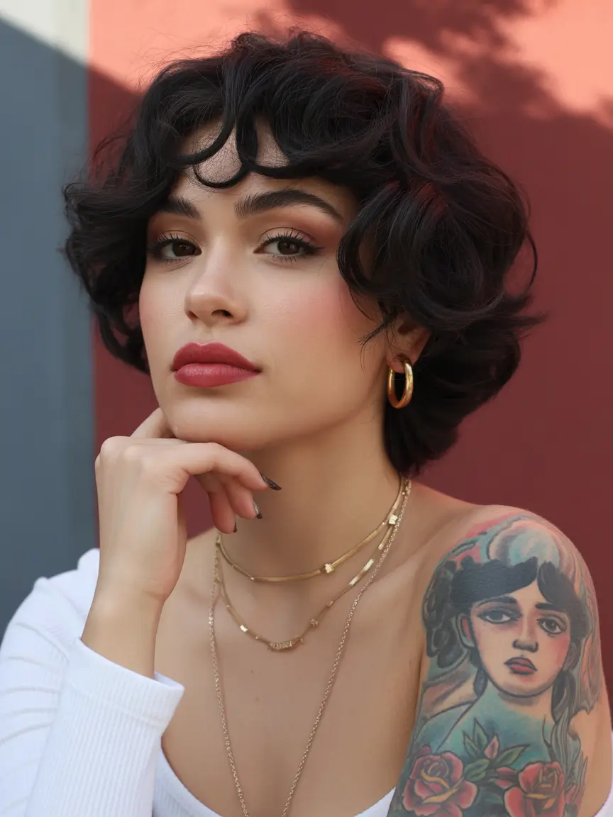 New short hairstyles for women 2026 Curly Sculpted Bob With Defined Ringlets