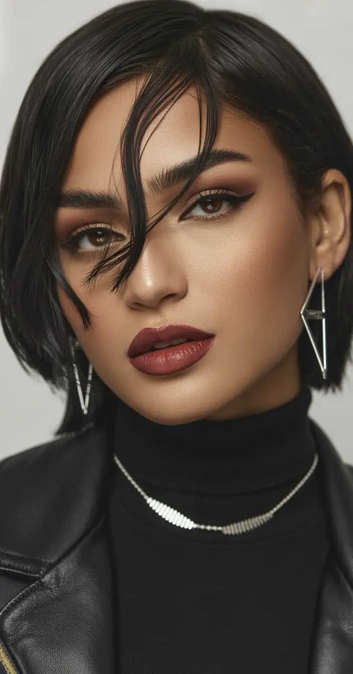 New short hairstyles for women 2026 Sleek Asymmetric Bob With Blade Sharp Movement