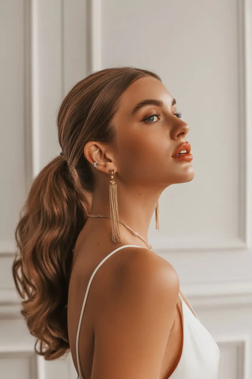 Quick hairstyles for women 2026 Low Wavy Ponytail With Soft Volume