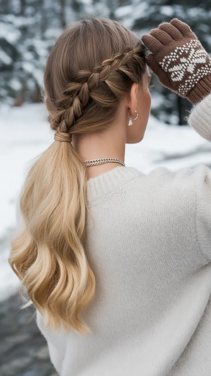 Quick hairstyles for women 2026 Braided Crown Into Low Ponytail