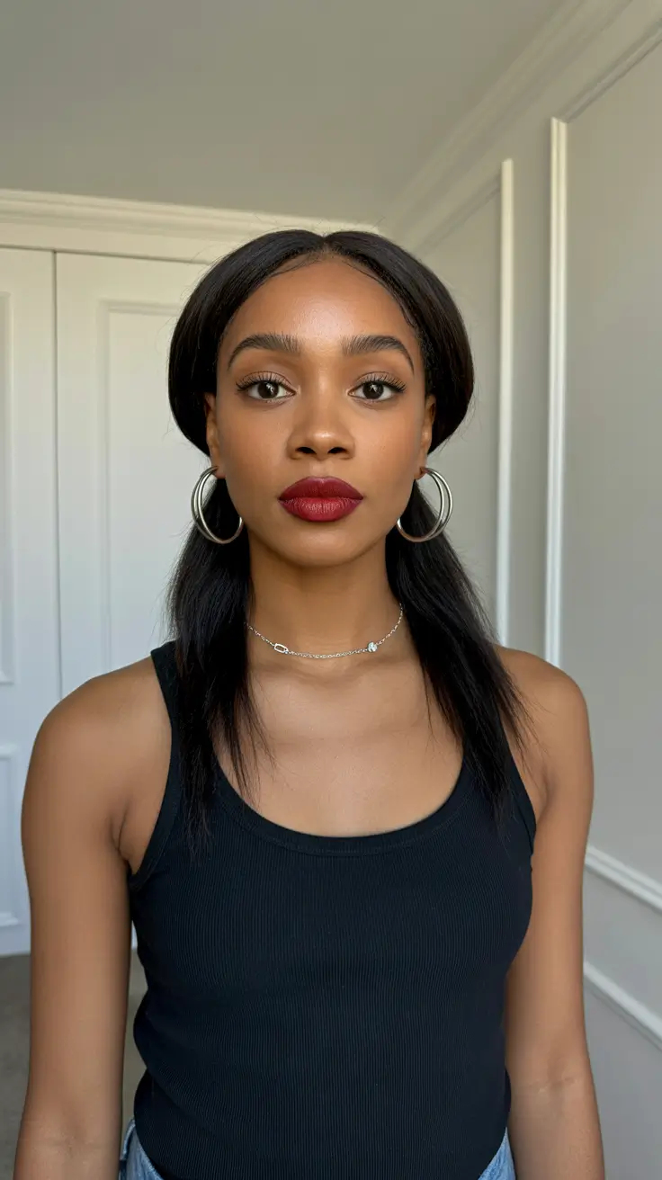 Quick hairstyles for women 2026 Sleek Center Part With Straight Length