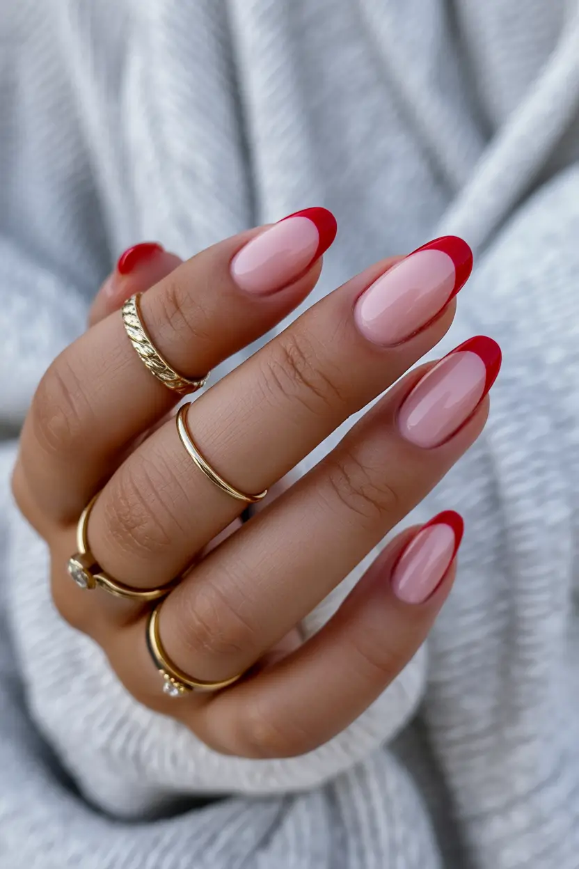 simple nails trend 2026 Soft Pink French With a Sharp Edge