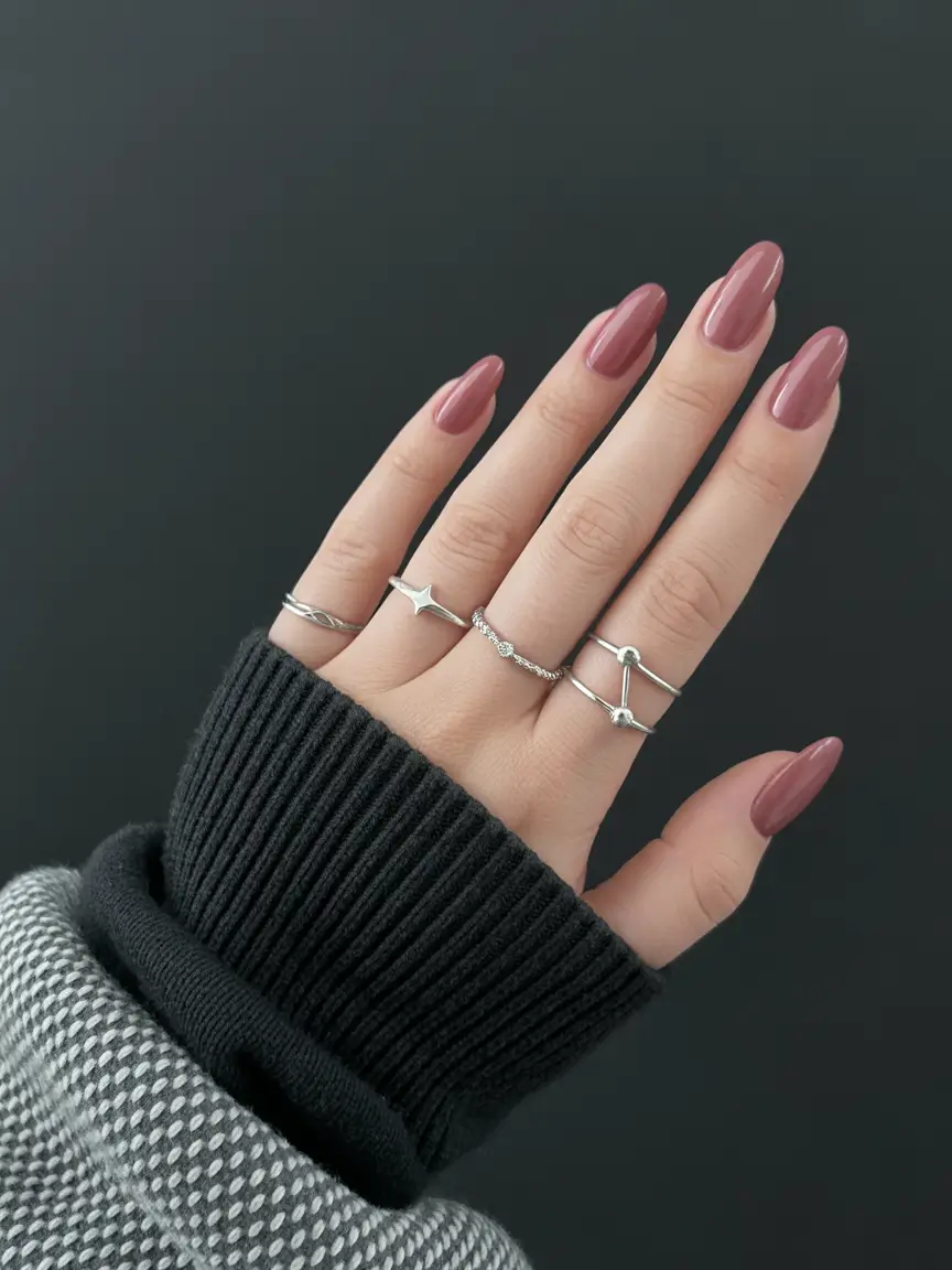 simple nails trend 2026 Dusty Rose Almond Nails for a Soft Everyday Reset