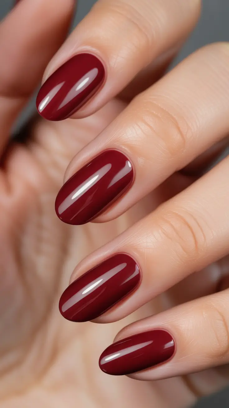 simple nails trend 2026 Deep Red Short Nails That Speak Quietly