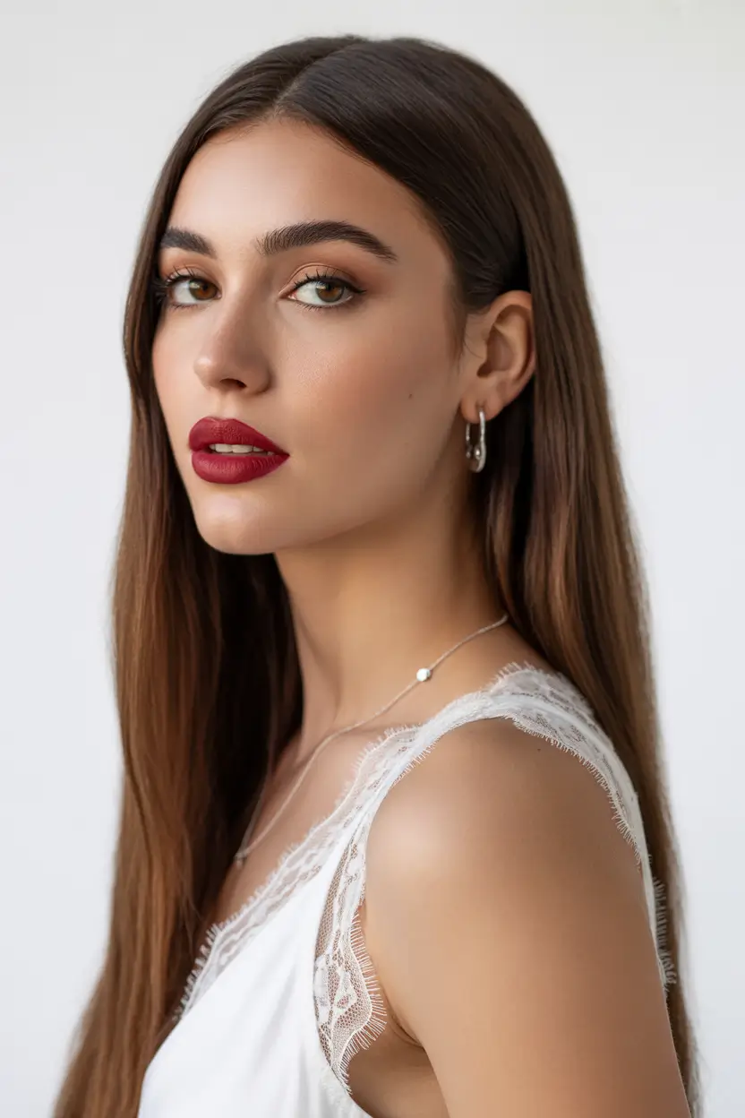 Straight hairstyles ideas 2026 Chocolate Brown Sleek Length With Natural Density