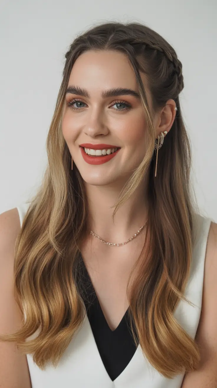 Straight hairstyles ideas 2026 Half Up Straight With Soft Face Framing