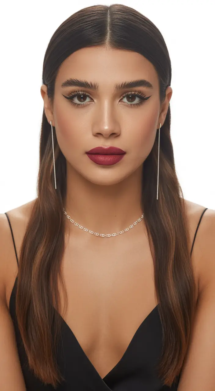 Straight hairstyles ideas 2026 Center Part Straight With Minimal Face Framing