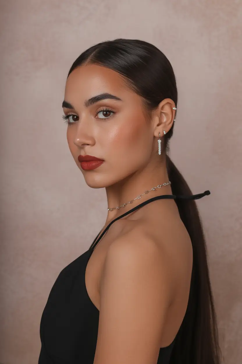 Straight hairstyles ideas 2026 Ultra Straight Low Ponytail