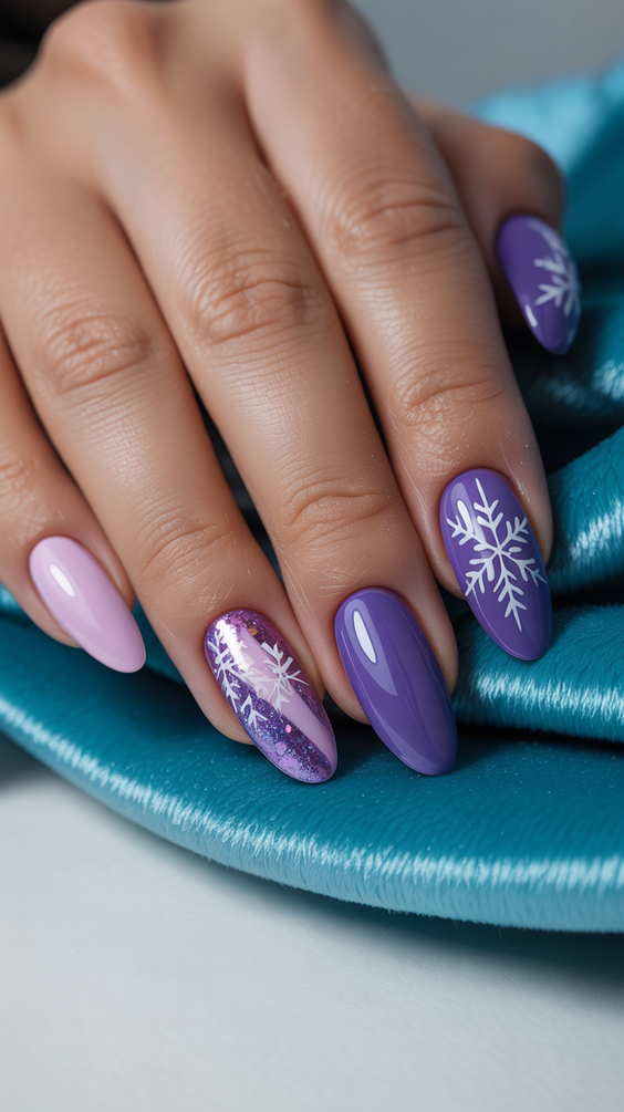 stylish almond nails 2026 lavender winter