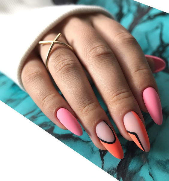 stylish almond nails 2026 french graphic