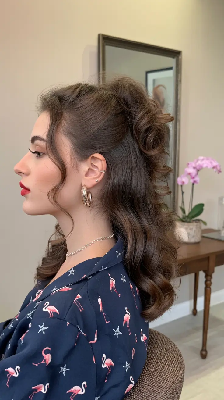 Stylish half up half down hairstyles 2026 High Crown Curl Lift With Sculpted Volume