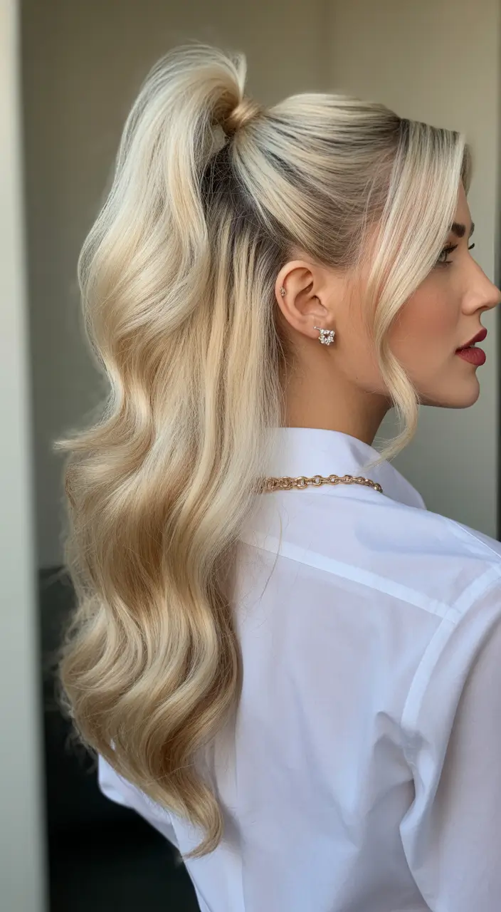 Stylish half up half down hairstyles 2026 High Crown Lift With Sculpted Waves