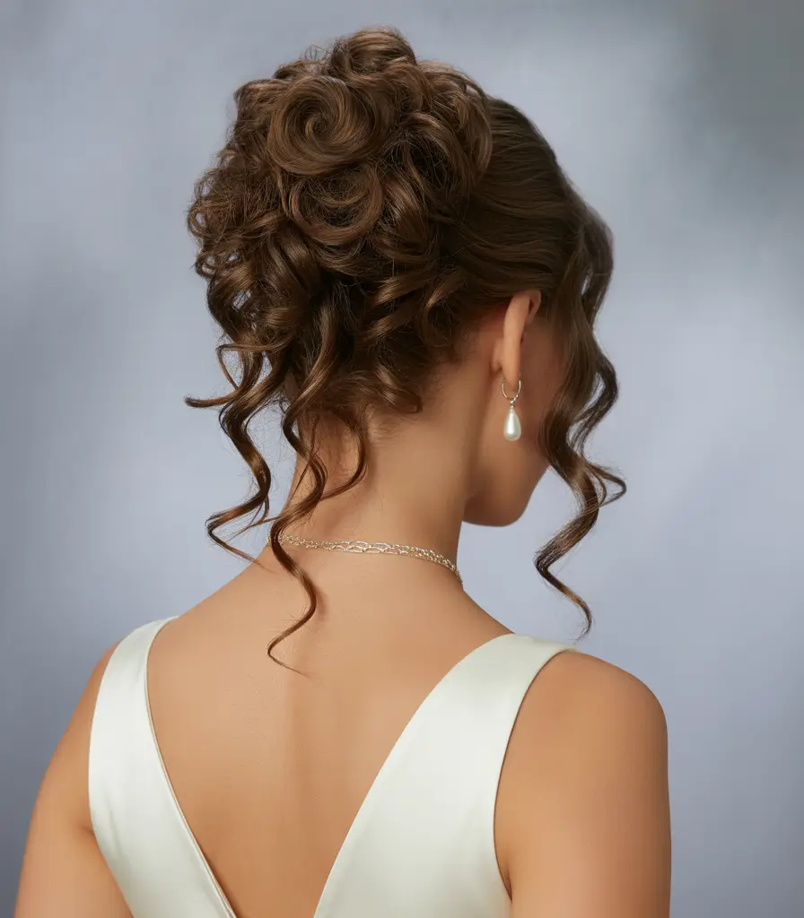 Stylish yet easy hairstyles 2026 Romantic Curled Updo With Soft Spiral Details