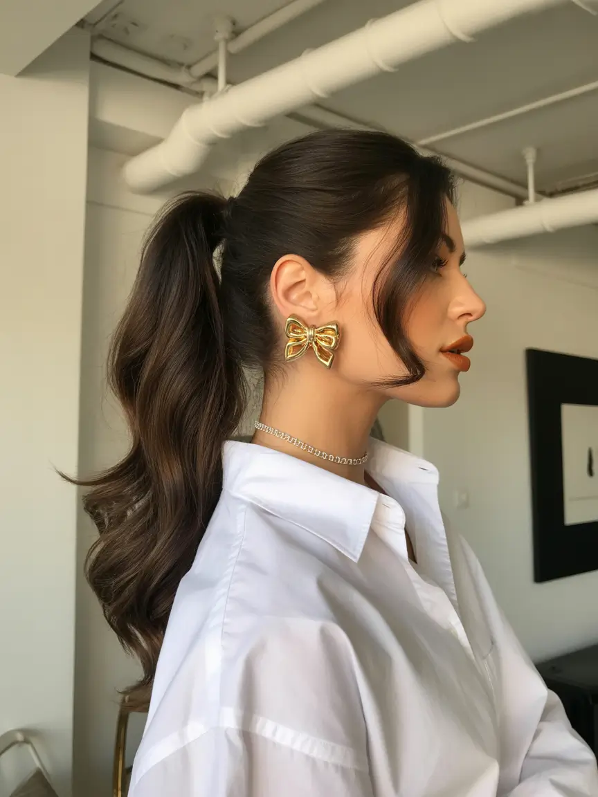 Stylish yet easy hairstyles 2026 Polished High Pony With Cascading Waves