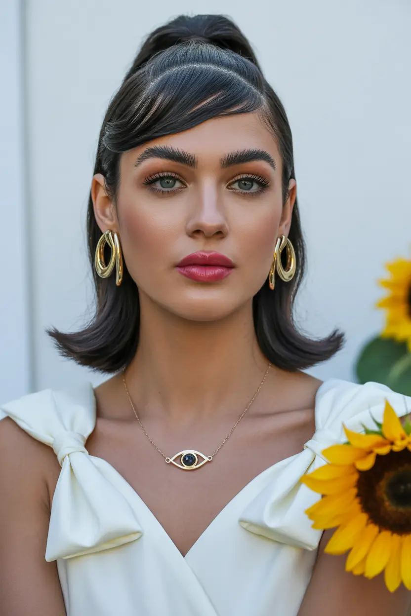 Stylish yet easy hairstyles 2026 Flipped Ends Pony With Sculpted Side Sweep