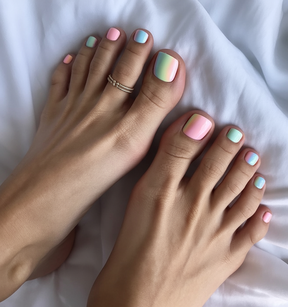 toe nails colors 2026 pastel summer mix
