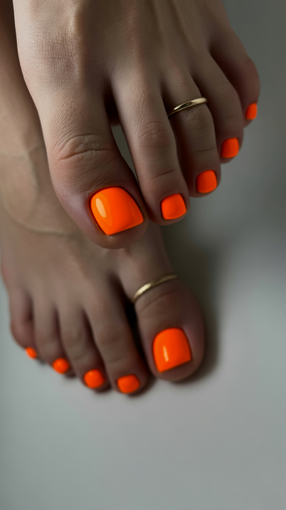 toe nails colors summer orange gel