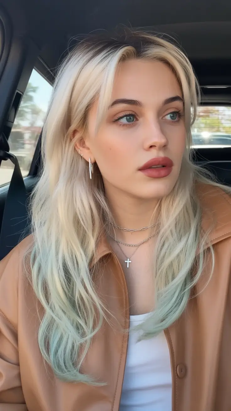 Top haircuts for long hair 2026 Platinum Cascade With Ocean Tips