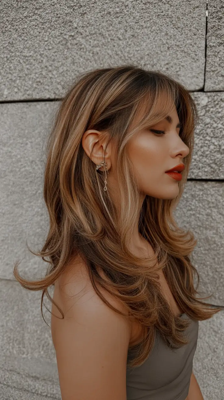 Top haircuts for long hair 2026 Caramel Face Framing Layers With Luxe Flicked Ends