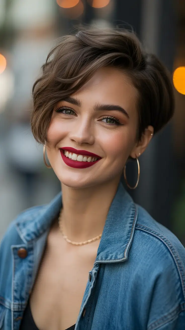 Trendy asymmetrical pixie haircuts 2026 Soft Asymmetrical Pixie With Warm Texture